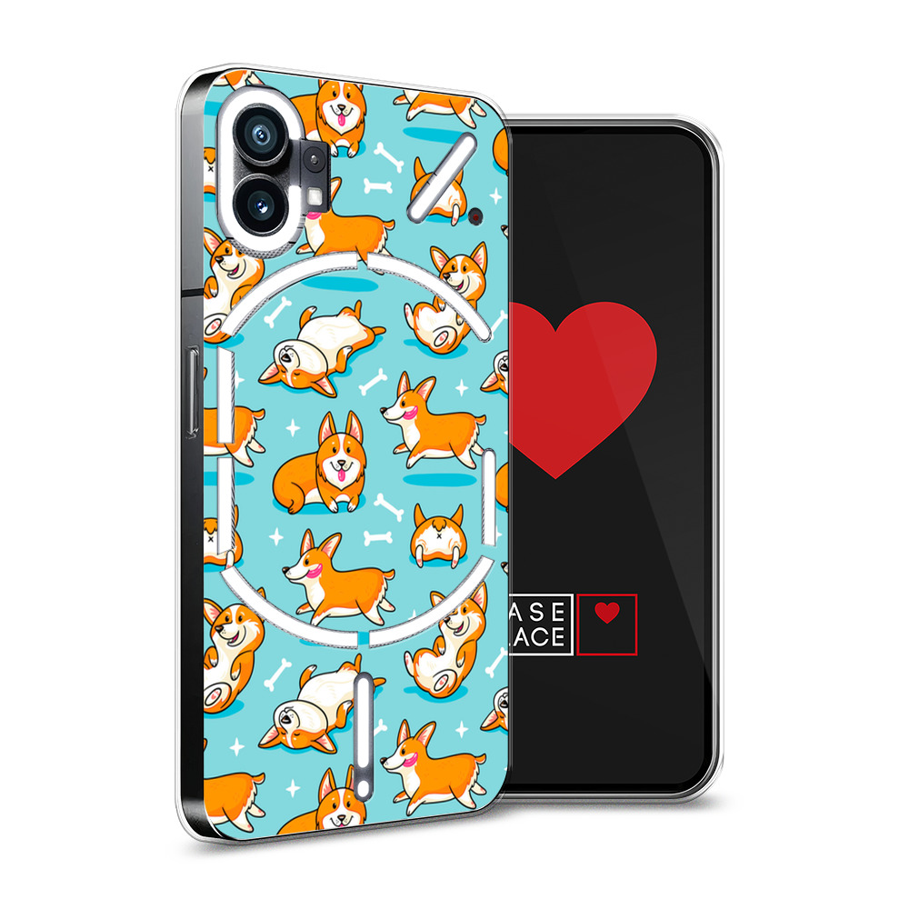 

Силиконовый чехол Awog "Веселые корги" для Nothing Phone 1, Голубой, 3300150-2