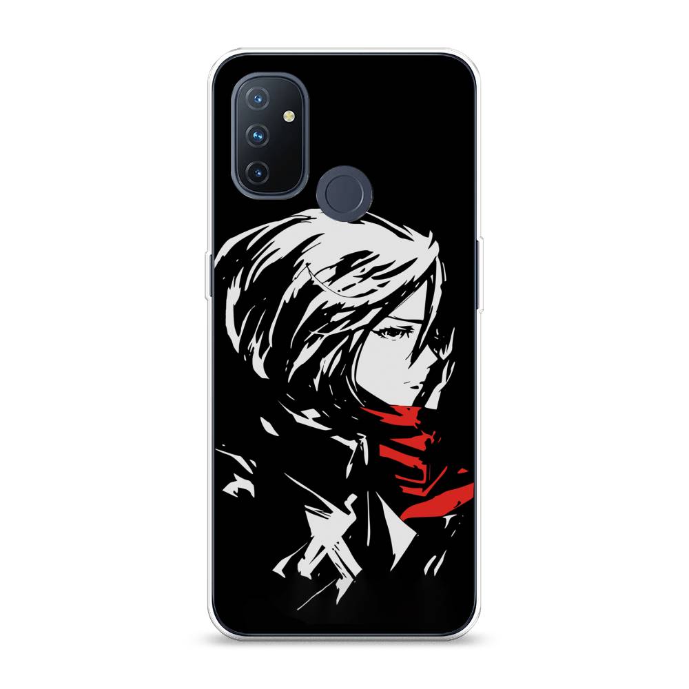 

Чехол на OnePlus Nord N100 "Микаса минимализм", Черный;серый;красный, 152450-4
