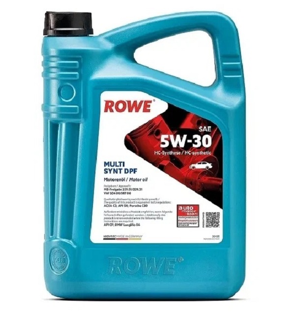 фото Rowe масло rowe 5/30 hightec multi synt dpf sp/cf, c3 синтетическое 5 л