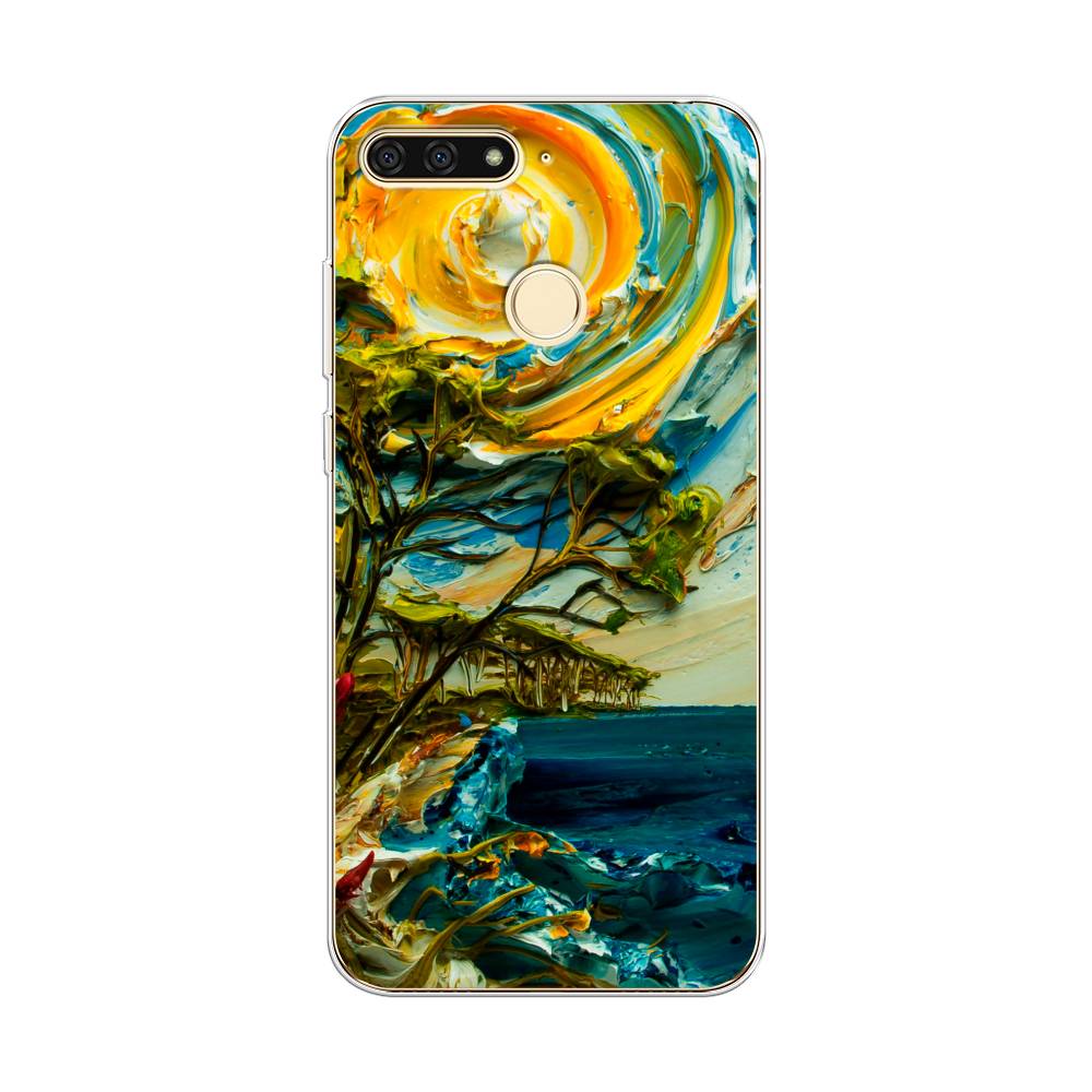 

Чехол на Honor 7C "Солнце живопись", Желтый;синий, 64550-4