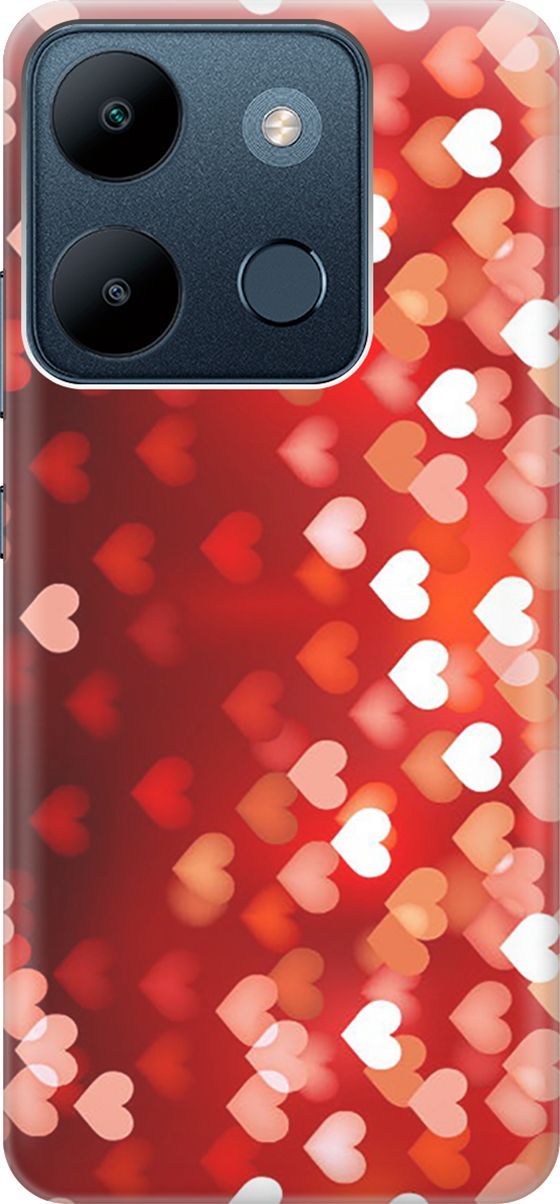 

Чехол на Infinix Smart 7/Tecno Spark Go 2023/Pop 7 Pro "Бокэ из красных сердечек", Красный, 158835