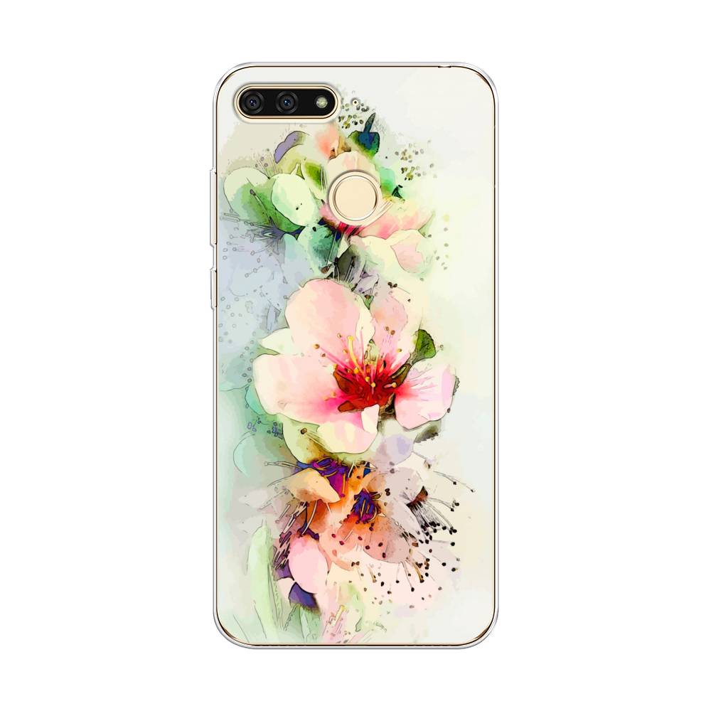 

Чехол на Honor 7C "Нежные цветы", Зеленый;розовый, 64550-2