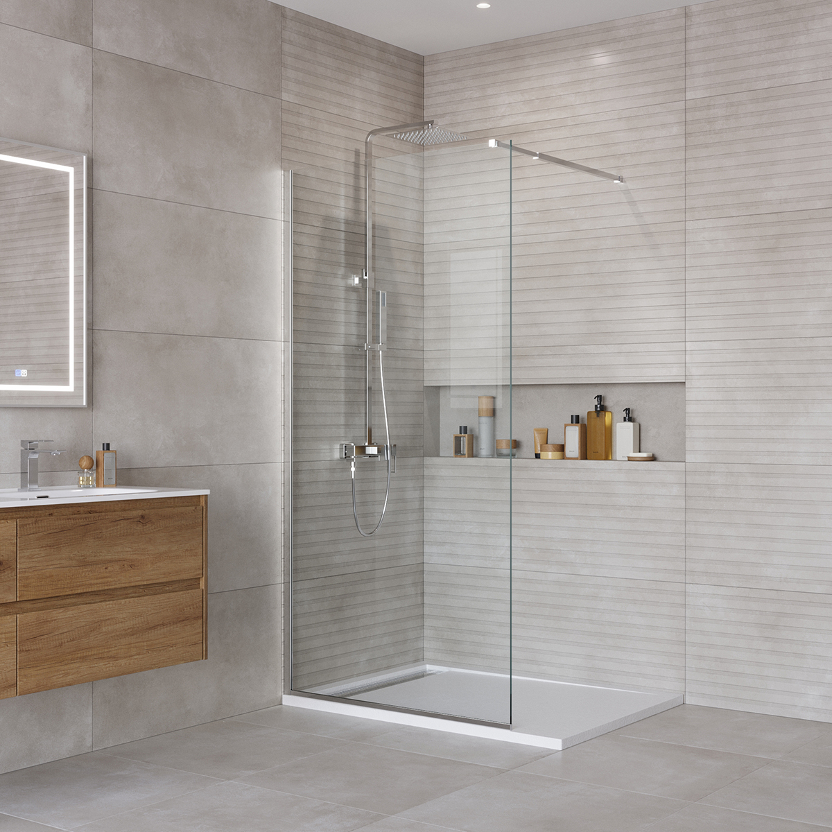 Душевая перегородка BelBagno KRAFT KRAFT-L-1-100-C-Cr хром глянцевый