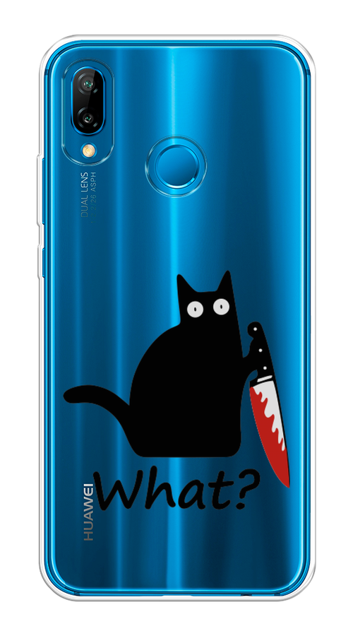 

Чехол на Huawei P20 Lite "Котик с ножом", Черный;красный, 64450-6