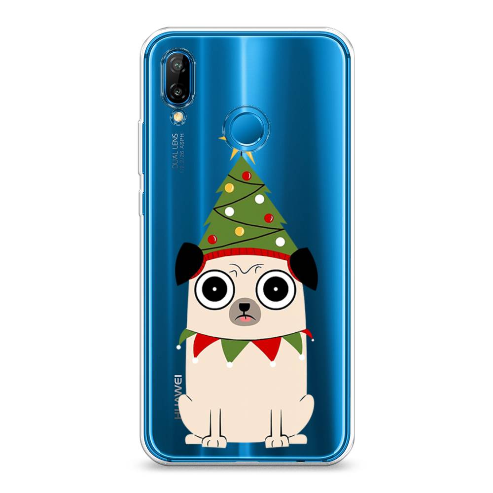 

Чехол на Huawei P20 Lite "Собачка с ёлочкой", Бежевый;красный;зеленый, 64450-1