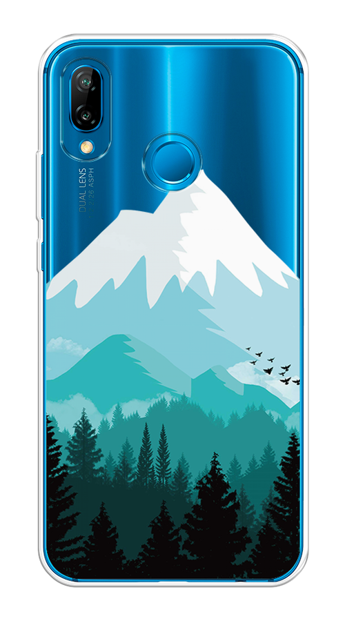 

Чехол на Huawei P20 Lite "Синяя снежная гора", Белый;голубой, 64450-2