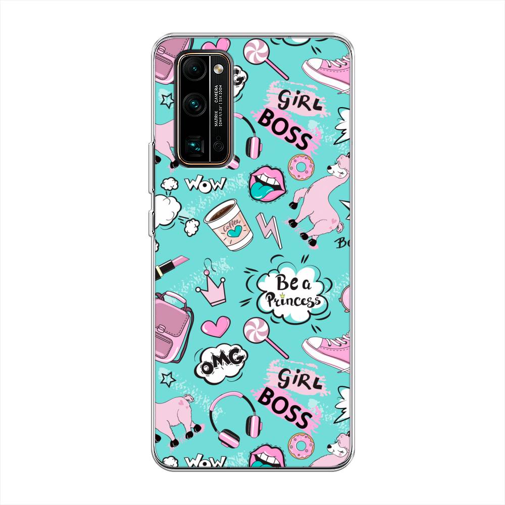 

Чехол Awog на Honor 30 Pro Plus "Стильная лама", Голубой;белый;розовый, 612250-1