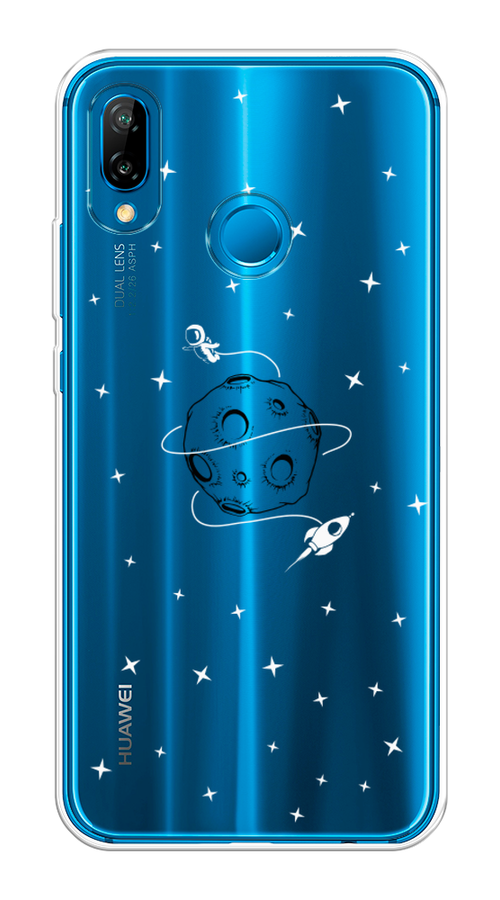 

Чехол на Huawei P20 Lite "Полет вокруг луны", Белый;серый;черный, 64450-2