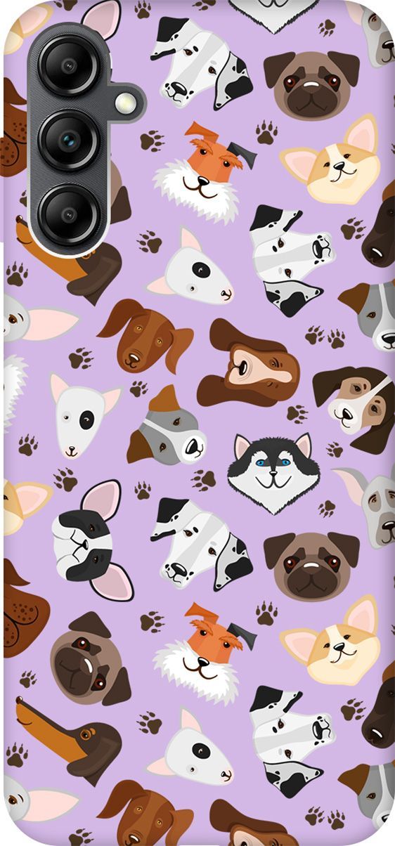 

Чехол на Samsung Galaxy A14 "Dogs Pattern" сиреневый, Фиолетовый;коричневый, 158830