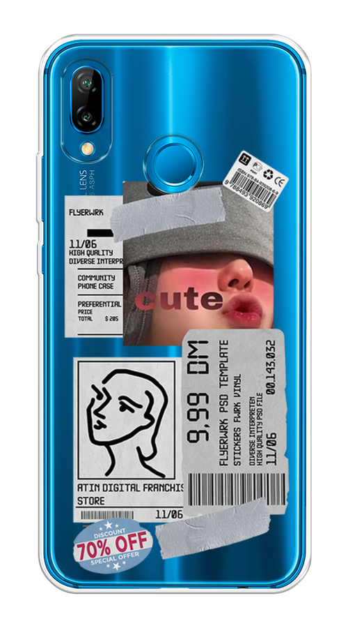 

Чехол на Huawei P20 Lite "Cute girl collage", Розовый;серый;голубой, 64450-6