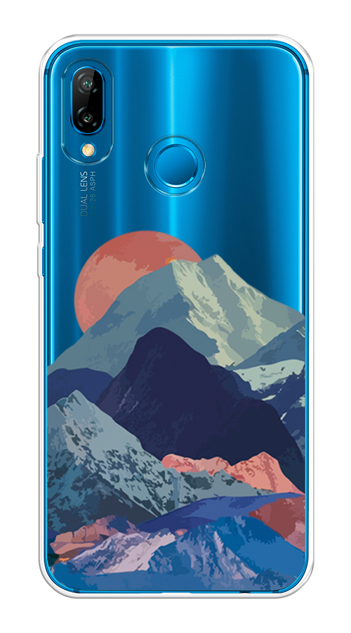 

Чехол на Huawei P20 Lite "Закат в снежных горах", Красный;серый;голубой, 64450-2