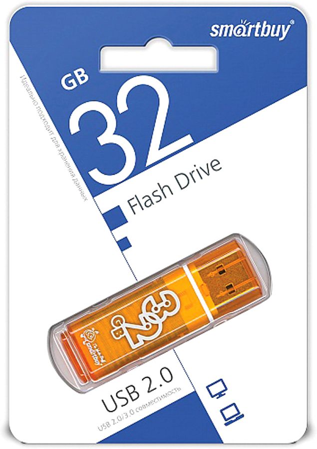 Карта памяти SmartBuy Гб USB накопитель 32 GB Smart Buy Glossy Series Orange (2014824)