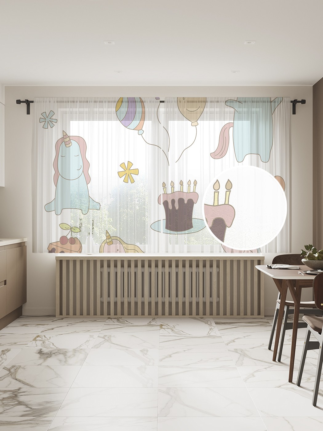 

Фототюль JoyArty "Мечты единорога", 145x180 см (2 полотна со шторной лентой + 50 крючков), Мечты единорога