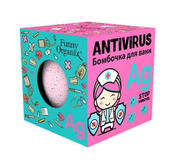 

Бомбочка для ванн Funny Organix ANTIVIRUS 140 г, Розовый