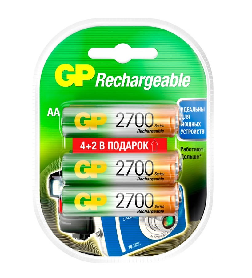 

Перезаряжаемые аккумуляторы GP 270AAHC, 270AAHC