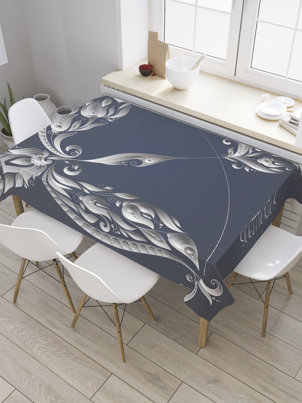 

Скатерть прямоугольная JoyArty "Монохромный Стрелец" из сатена, 180x145 см, Синий, Монохромный Стрелец