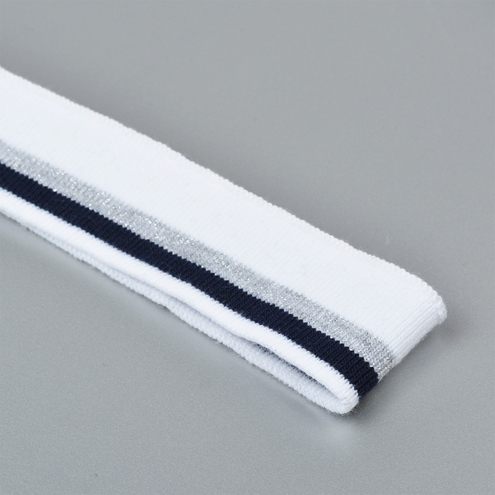 Ткань полиэстер TBY TBY.73021 35х80 см 5 шт. белый с темно-синей и серебряной полосами