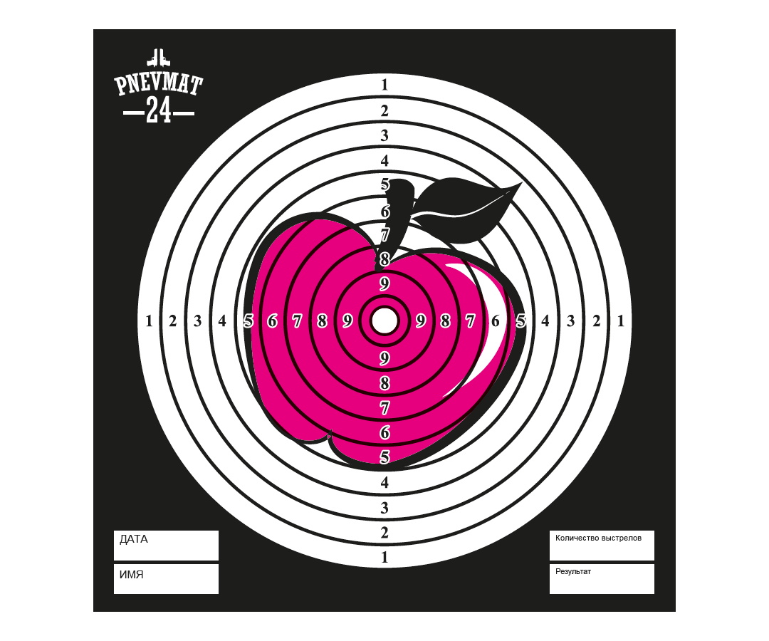 

Мишени для пневматики Pnevmat24 «Яблоко», 140x140 мм (50 штук), Белый;красный;черный