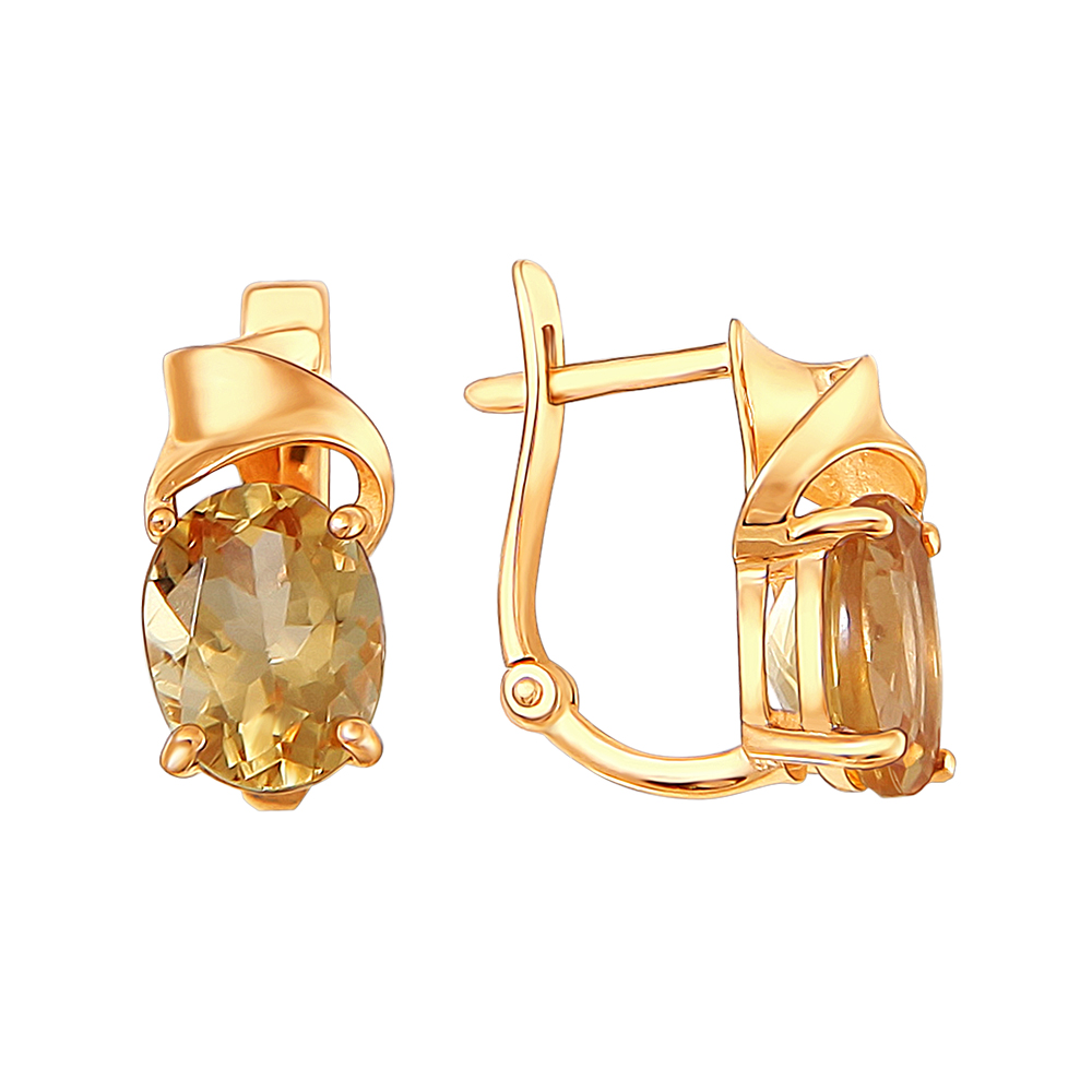 

Серьги из красного золота с цитрином Эстет 01С3111145-5, 01С3111145-5