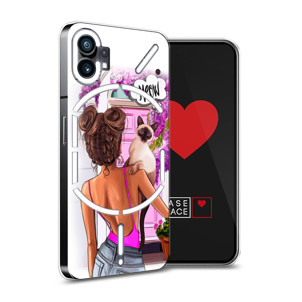 

Силиконовый чехол Awog "Девушка с кошкой" для Nothing Phone 1, Разноцветный, 3300150-7