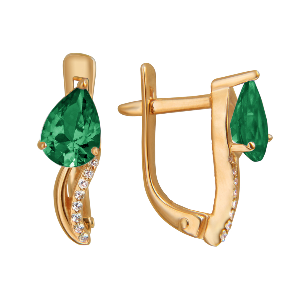 

Серьги из красного золота с изумрудом Эстет 01С215947-4, 01С215947-4