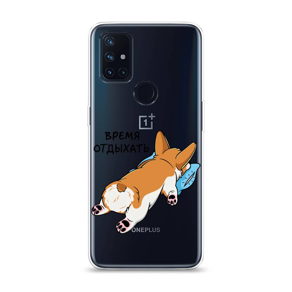 

Чехол на OnePlus Nord N10 "Корги отдыхает", Черный;коричневый;голубой, 152350-1