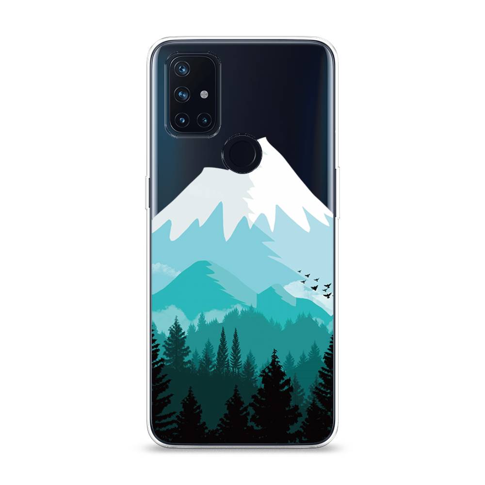 

Чехол на OnePlus Nord N10 "Синяя снежная гора", Белый;голубой, 152350-2