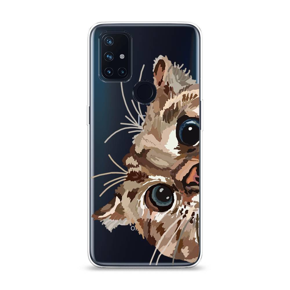 

Чехол на OnePlus Nord N10 "Любопытный кот", Коричневый;синий;черный, 152350-1