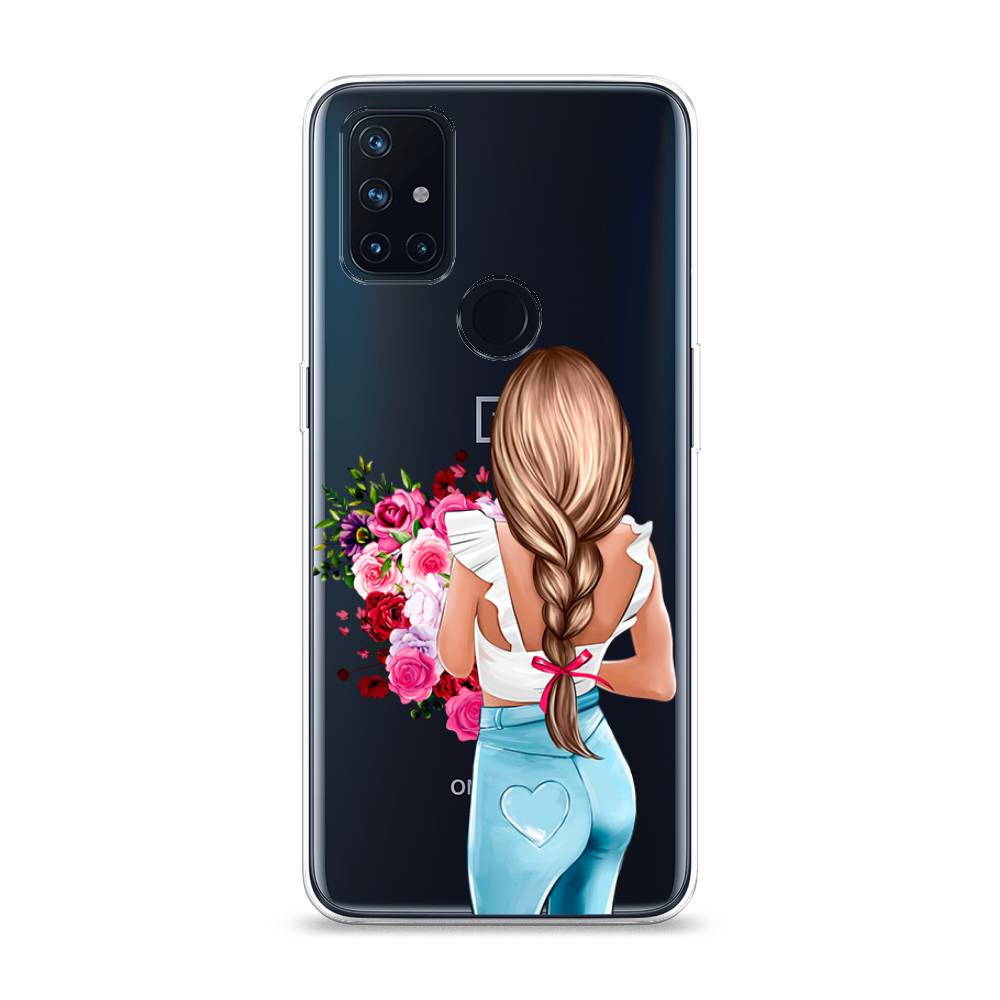 

Чехол на OnePlus Nord N10 "Девушка с цветами", Коричневый;розовый;голубой, 152350-6