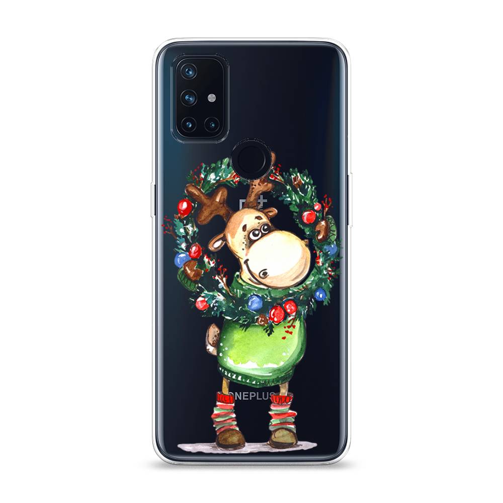 

Чехол на OnePlus Nord N10 "Олень с новогодним венком", 152350-4