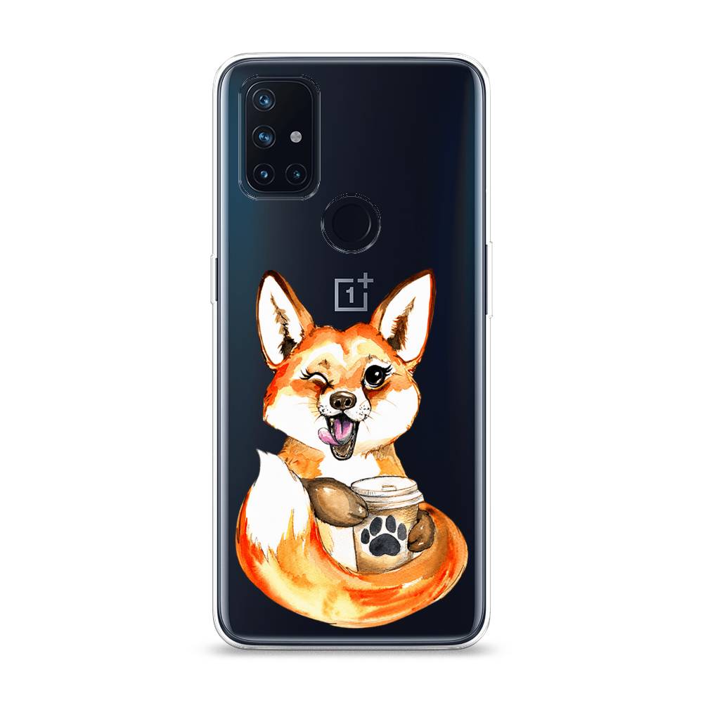 

Чехол на OnePlus Nord N10 "Подмигивающая лиса с кофе", Оранжевый;белый;коричневый, 152350-4