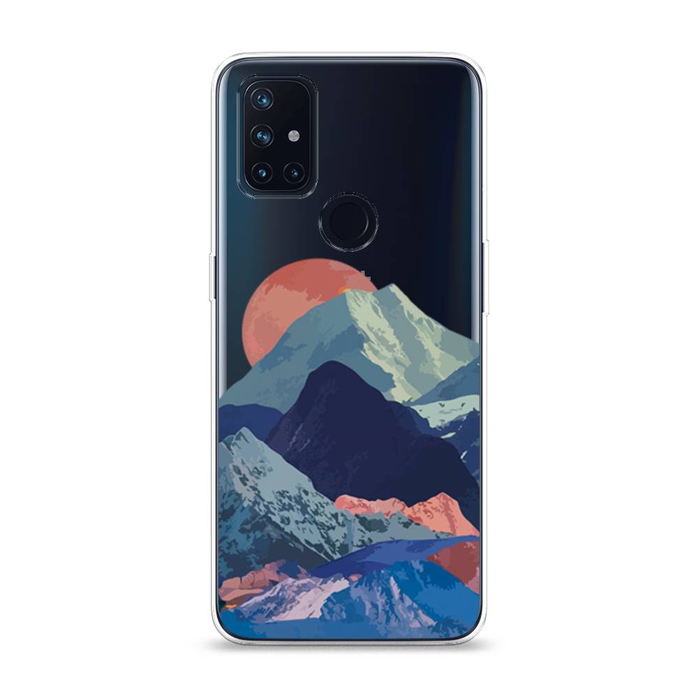 

Чехол на OnePlus Nord N10 "Закат в снежных горах", Красный;серый;голубой, 152350-2