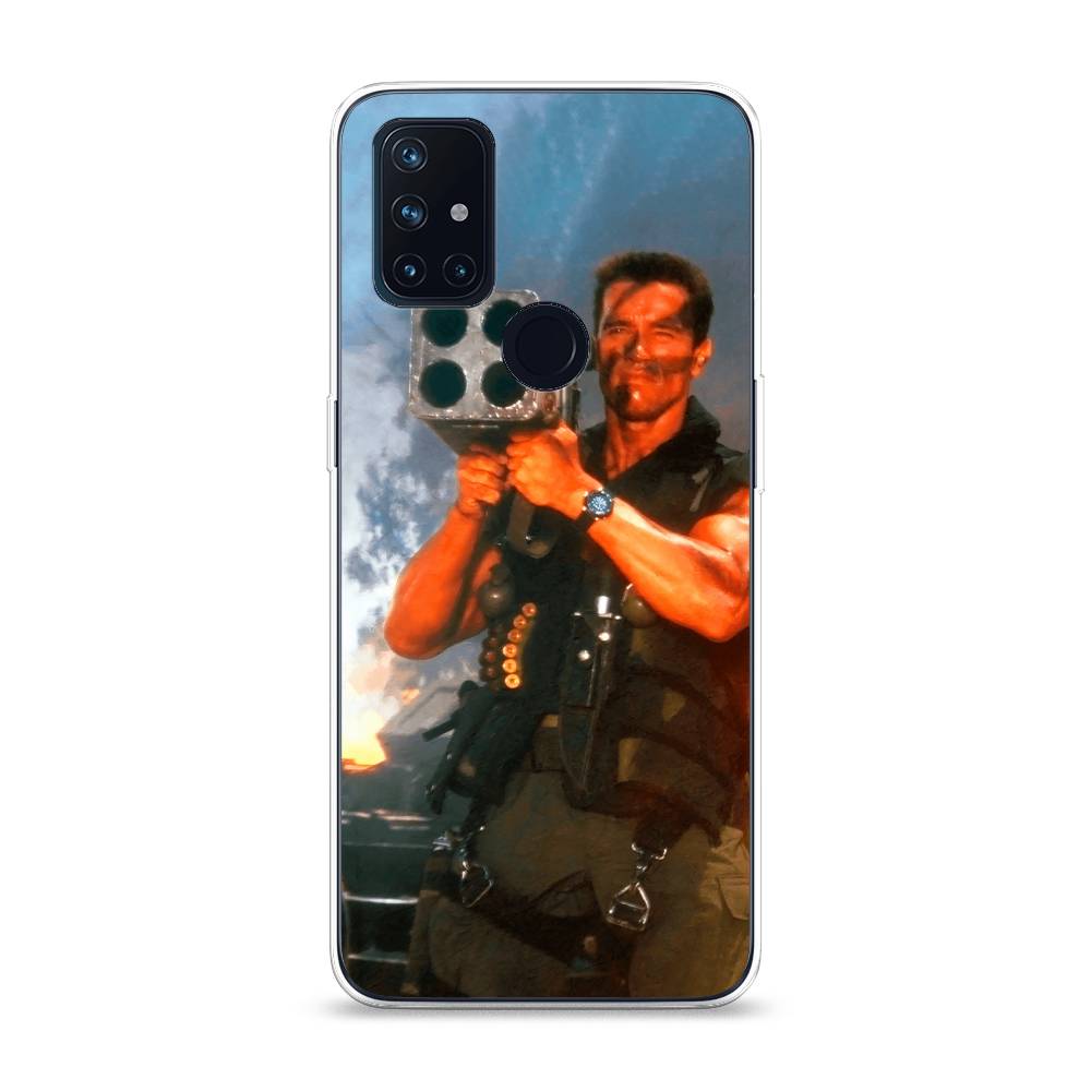 

Чехол на OnePlus Nord N10 "Арнольд Шварцнеггер с базукой", Голубой;коричневый, 152350-6