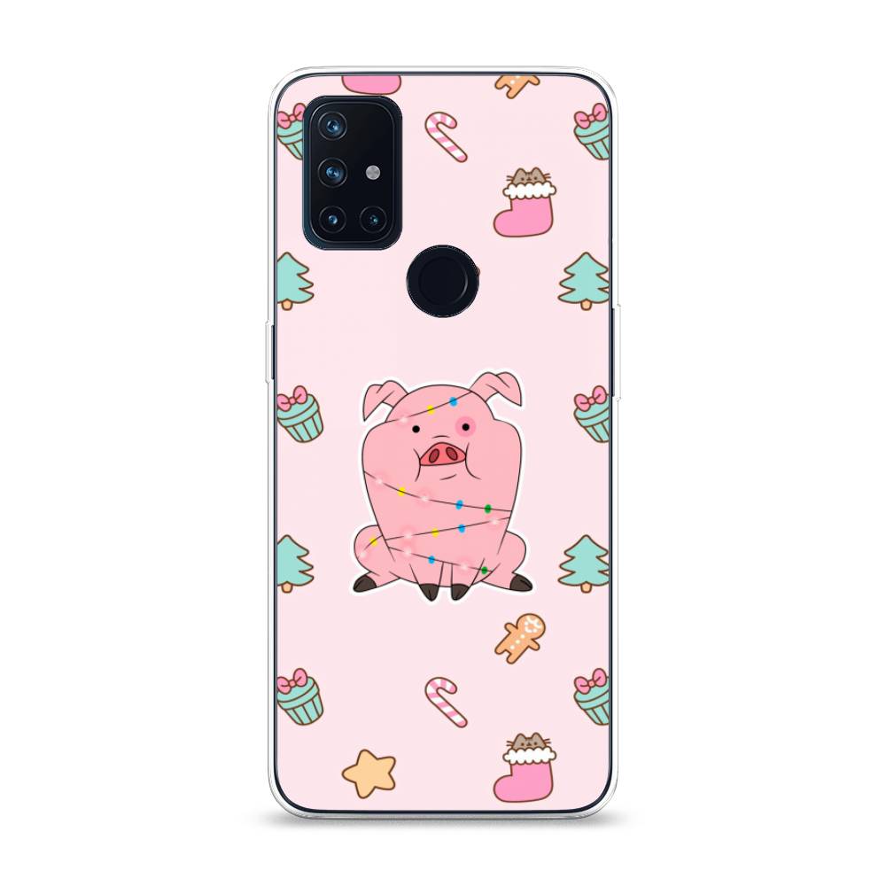 

Чехол на OnePlus Nord N10 "Розовая свинка", Розовый;зеленый, 152350-5