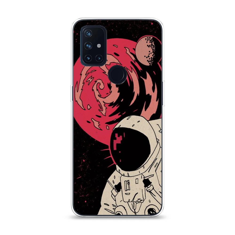 

Чехол на OnePlus Nord N10 "Космонавт возле Марса", Черный;красный, 152350-2