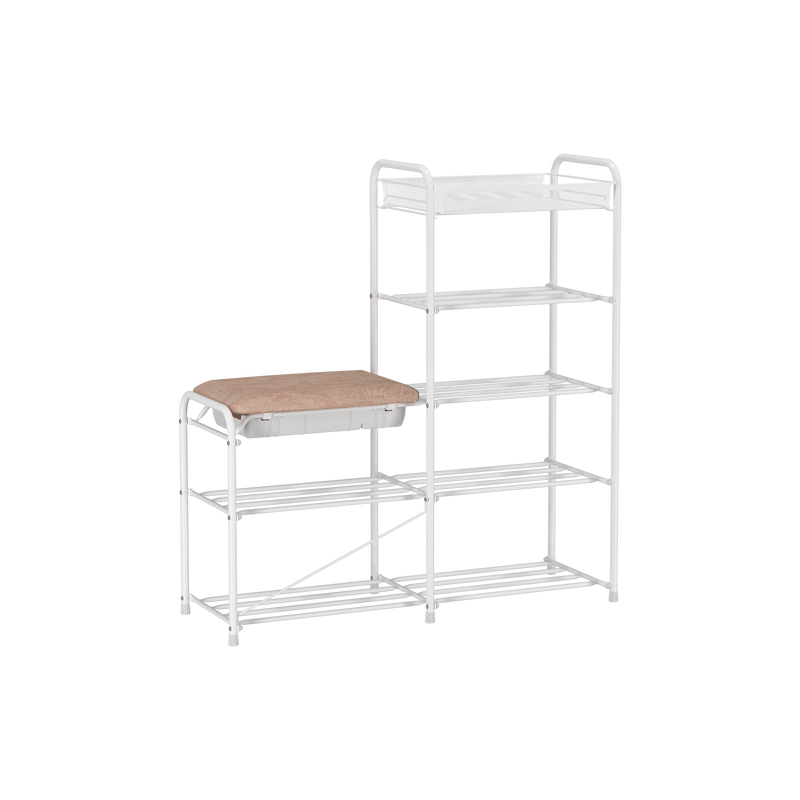 

Обувница ЗМИ, Этажерка для обуви, 5 полок, с сиденьем и ящиком, 12 пар обуви, 89х30х95 см, Альфа 35СЯ