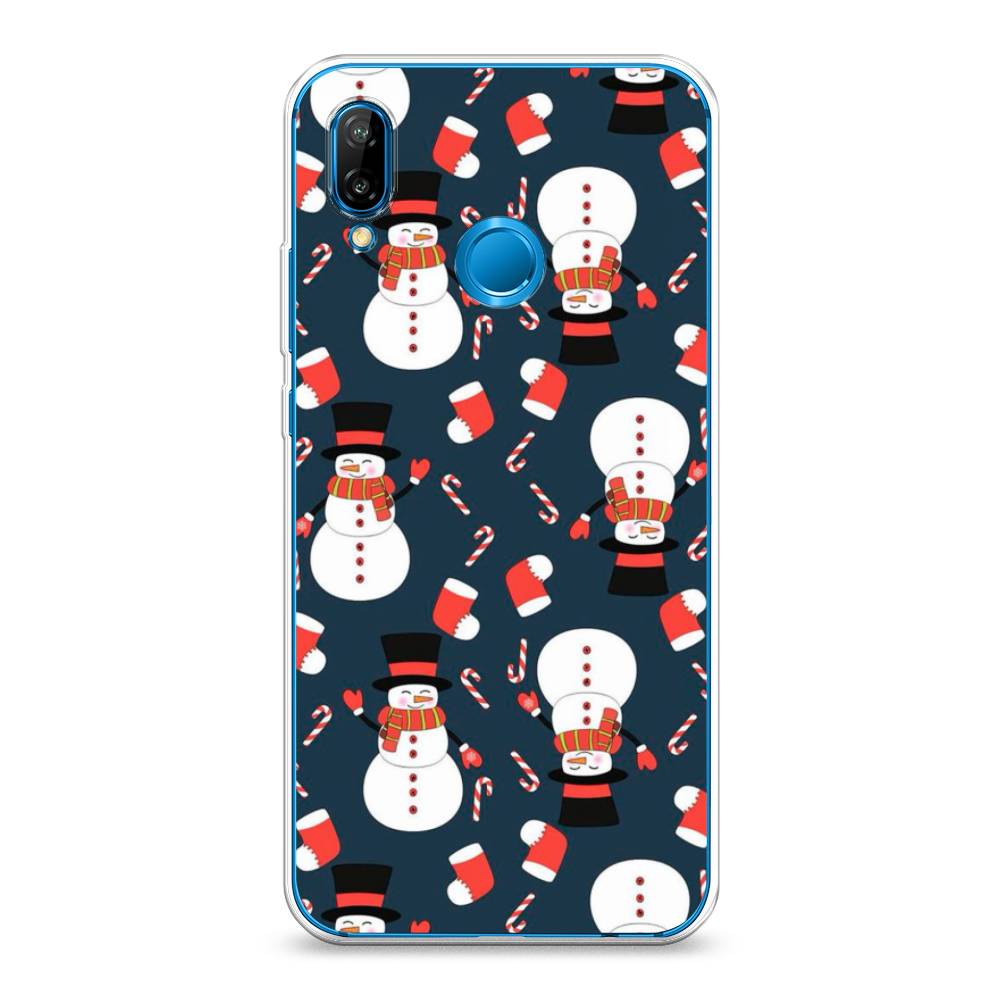 

Чехол на Huawei P20 Lite "Синие снеговики", Синий;белый;красный, 64450-5