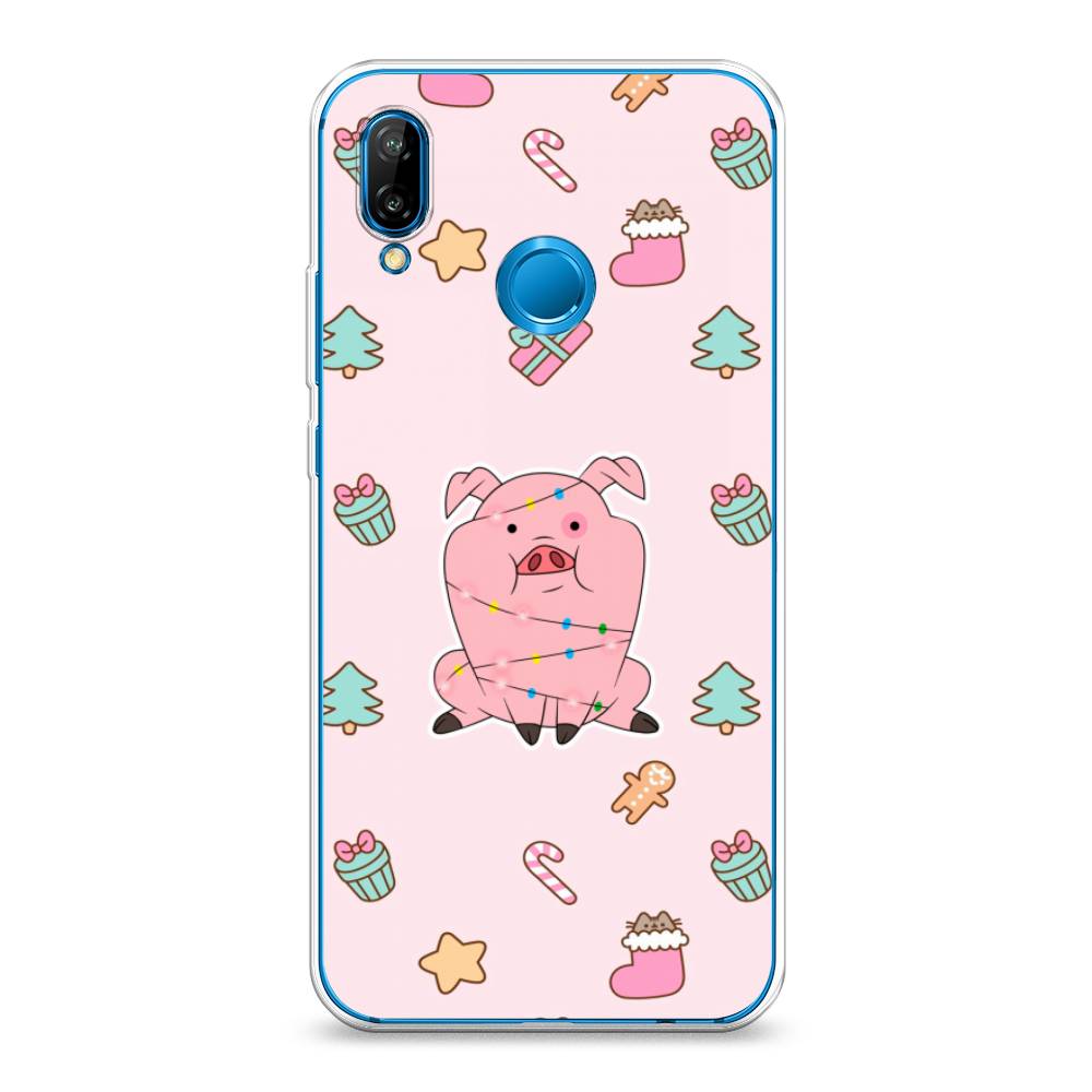 

Чехол на Huawei P20 Lite "Розовая свинка", Розовый;зеленый, 64450-5