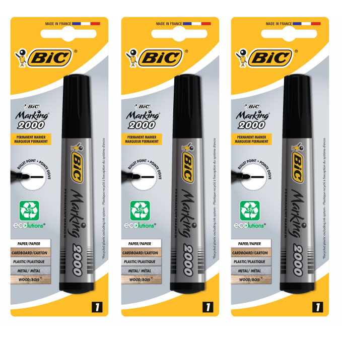 Маркер перманентный BIC 2000 черный 14мм Б1 3 шт 534₽