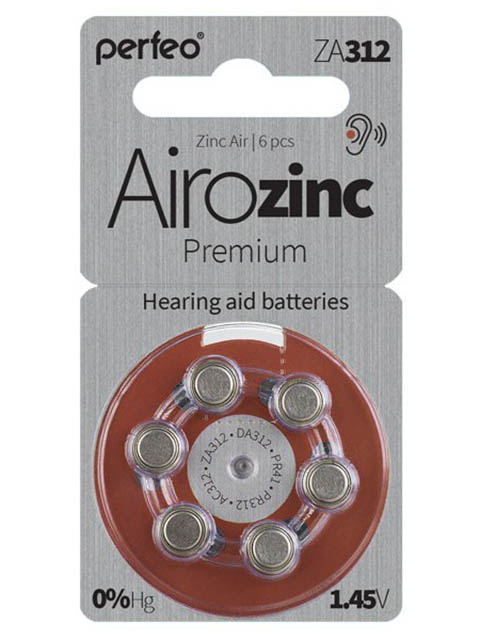 Батарейки Perfeo ZA312/6BL Airozinc Premium (6 штук) батарейка для слуховых аппаратов perfeo