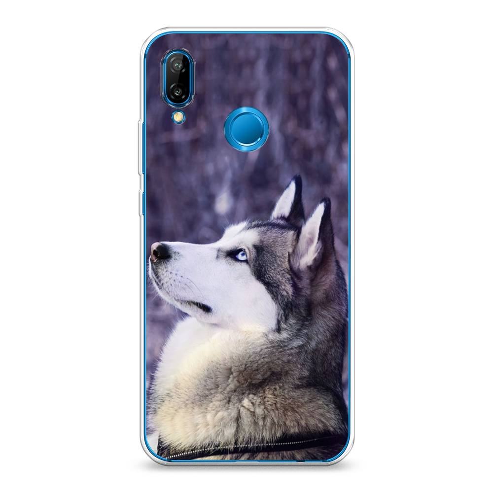 

Чехол на Huawei P20 Lite "Хаски 1", Фиолетовый;белый, 64450-1
