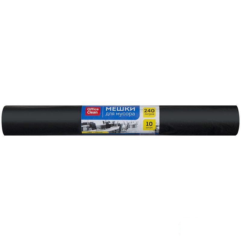 

Пакеты для мусора 240л, OfficeClean (88x135см, 30мкм, черные) ПВД, 10шт (228607/П), 12 уп, Черный