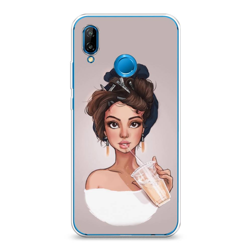 

Чехол на Huawei P20 Lite "Девушка с фраппе", Серый, 64450-6