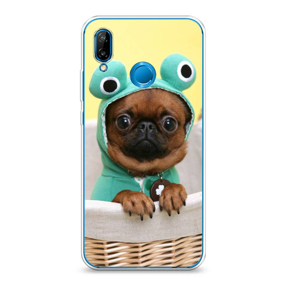 

Чехол на Huawei P20 Lite "Собачка в шапке лягушки", Коричневый;желтый;голубой, 64450-1