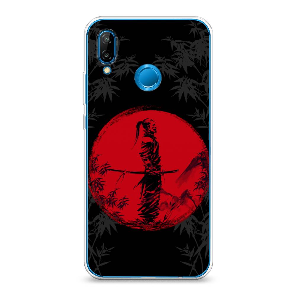 

Чехол на Huawei P20 Lite "Самурай на красном фоне", Черный;красный;серый, 64450-4