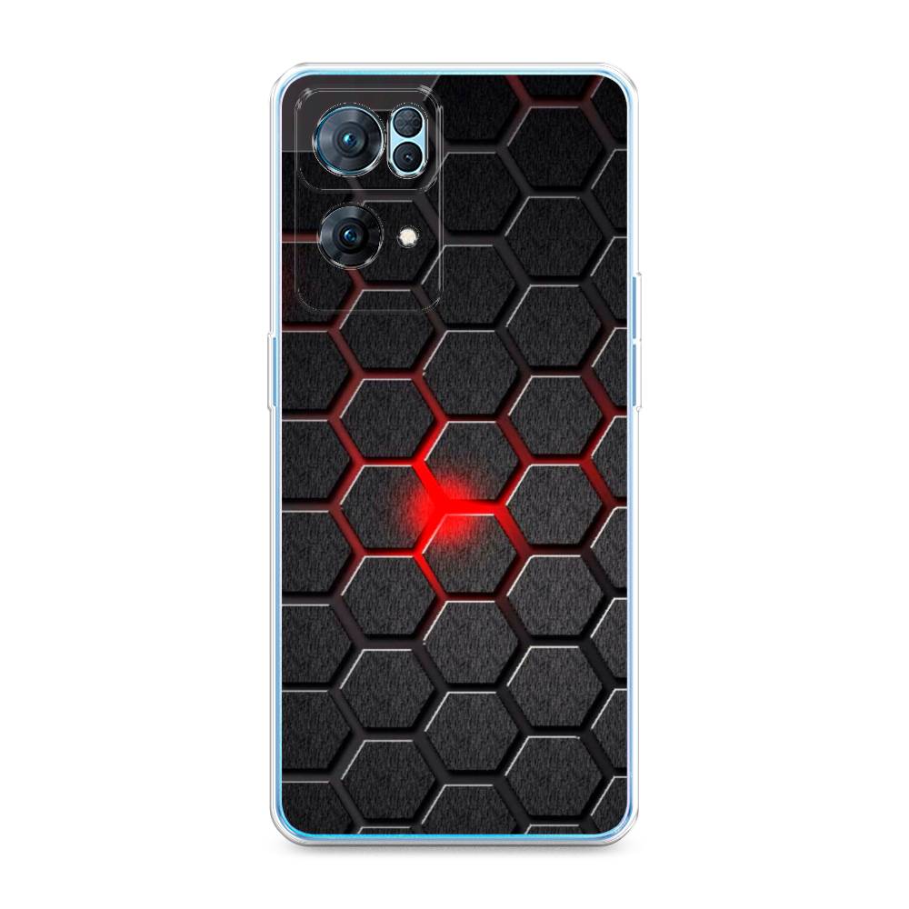 

Чехол на Oppo Reno 7 Pro "Соты красные", Красный;черный;серый, 258250-3