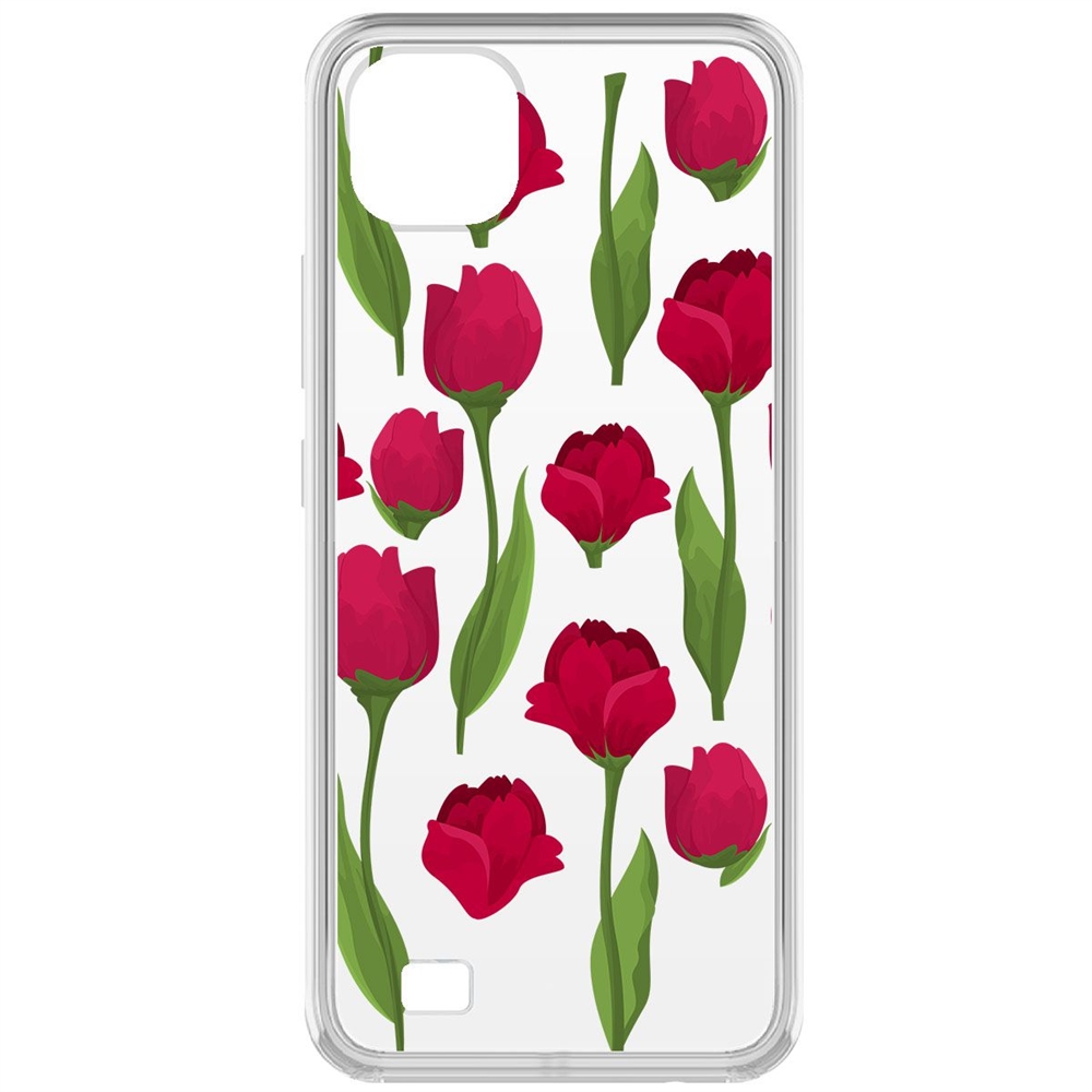

Чехол-накладка Krutoff Clear Case Розы паттерн для Realme C20, Прозрачный