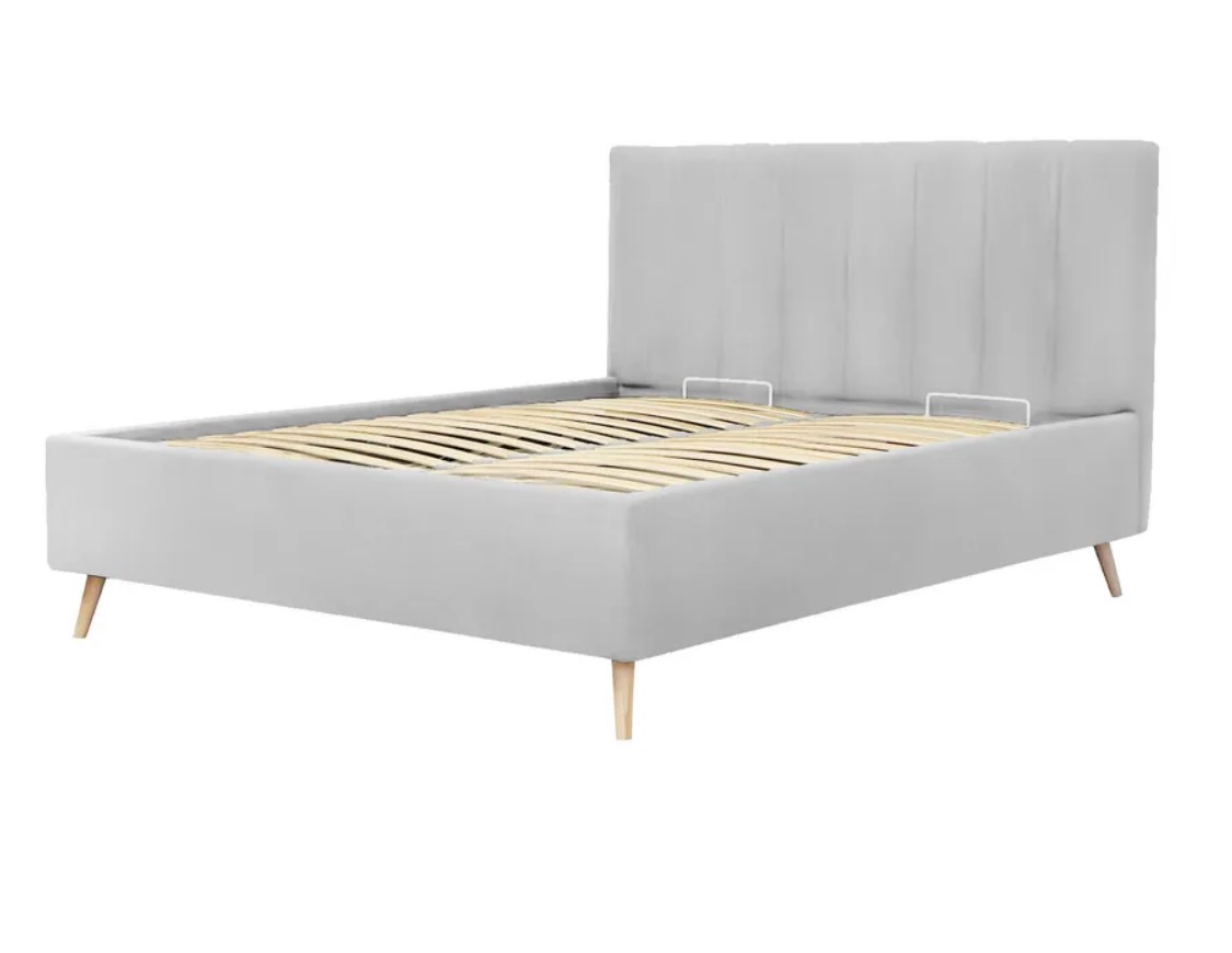 

Кровать двуспальная Rooney с ПМ, 180х200, Велюр Teddy 023 Серый, Rooney
