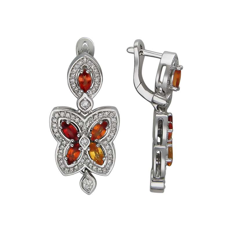 

Серьги подвески из белого золота с бриллиантом Эстет 01С629957-1, 01С629957-1