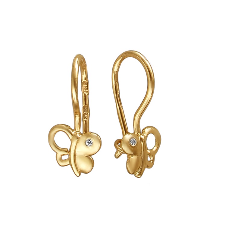 

Серьги из желтого золота с фианитом Эстет 01С139232, 01С139232